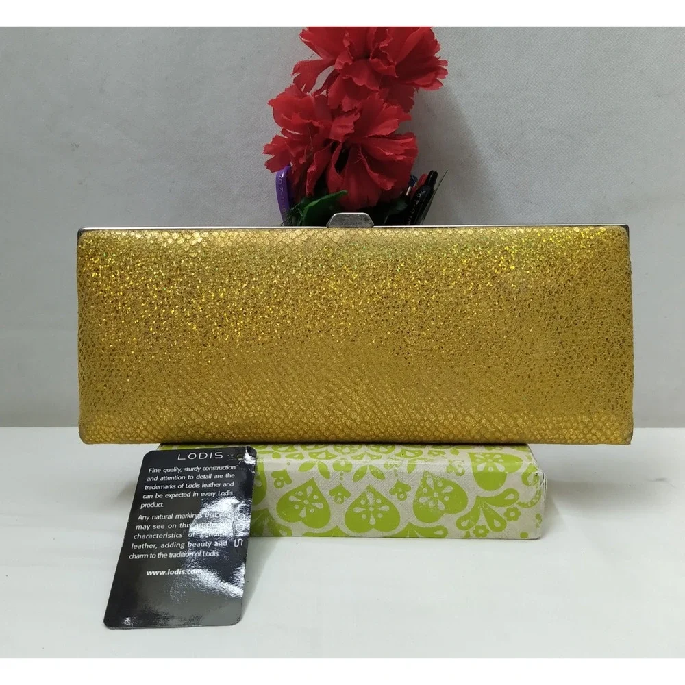 LODIS Yellow Leather Kisslock Framed Long Wallet
